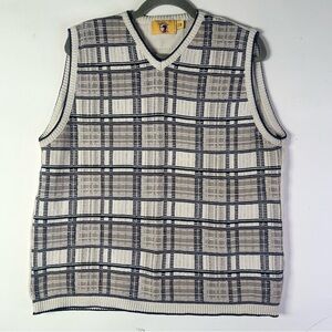 Vintage Duck Head Mens Medium V-Neck Plaid Sweater Vest